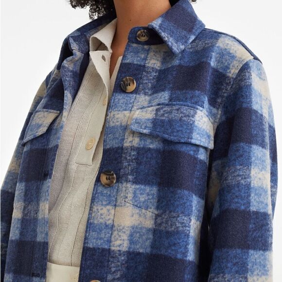 H&M Coat Shacket Long Jacket Plaid New - Picture 7 of 11
